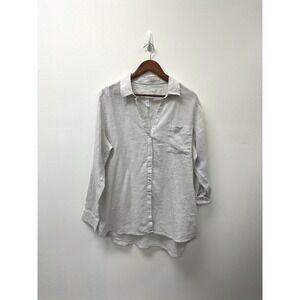 Sigrid‎ Olsen Linen Button Down Shirt Grey Size XL